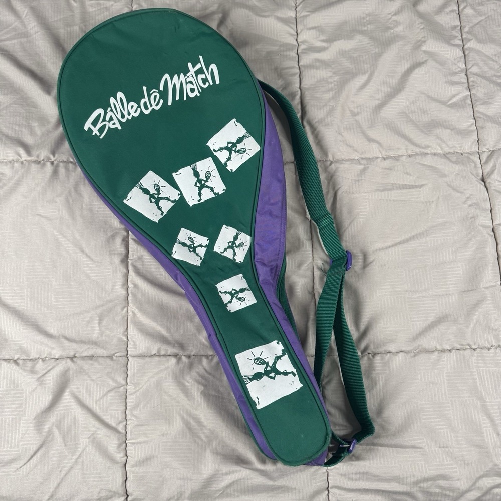 Balle De Match Racquet Bag Zip Case W Strap Nylon Vintage Tennis 90s Colorful